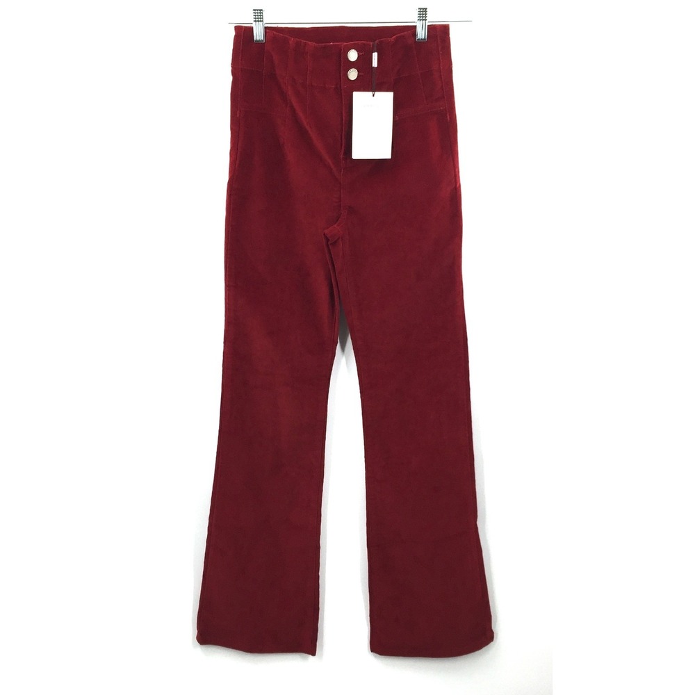Avec Les Filles anthropologie Red flare boot leg Corduroy‎ Pants boho retro 2